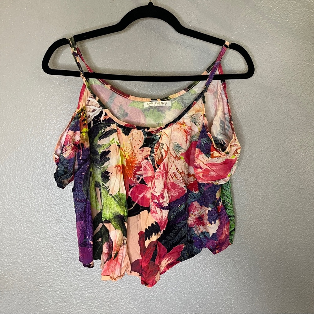 San Lorenzo Bikini Tropical Cover Up Crop Top
